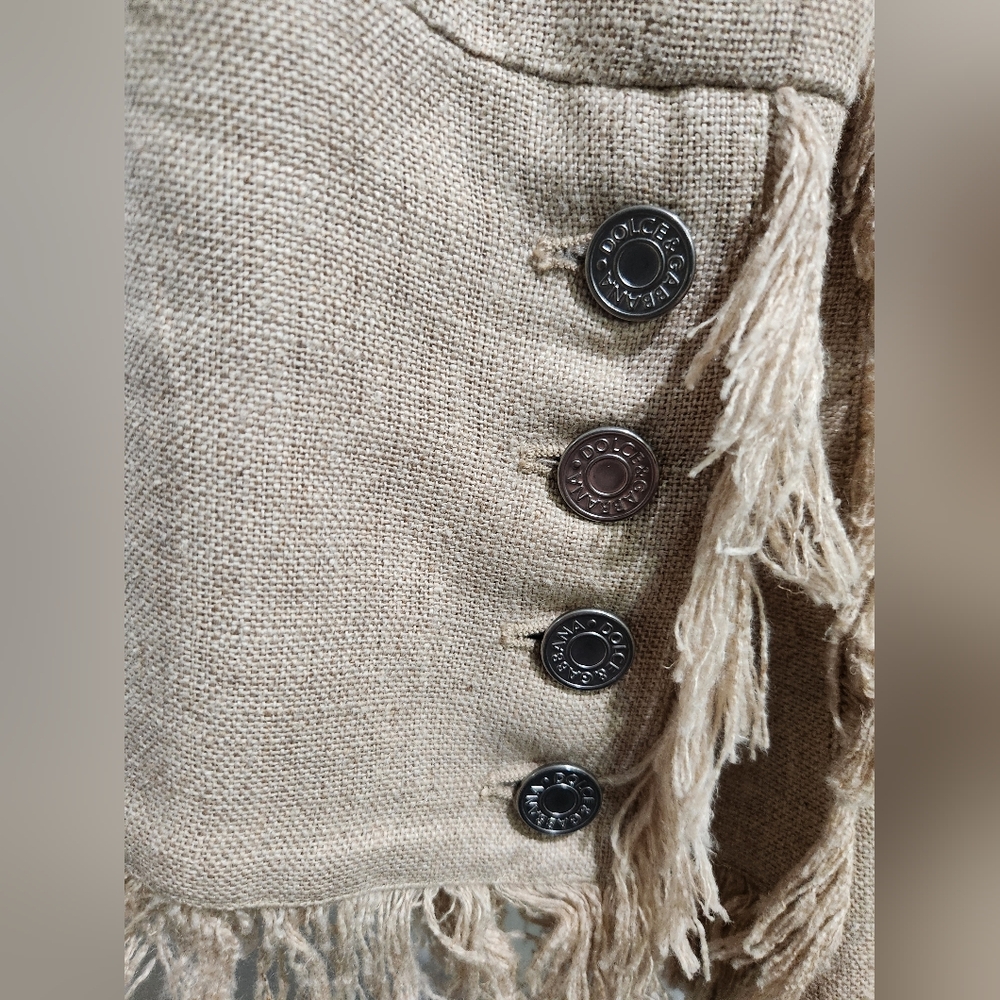 Dolce and Gabbana Tan Linen Fringe Blazer Jacket 38 Us 2 - Picture 7 of 7